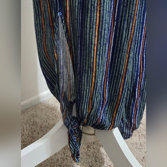 Urban Outfitters Striped Strapless Smocked Jumpsuit with Ankle Ties - Picture 3 of 10